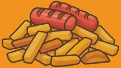 Papas fritas y salchichas del menú